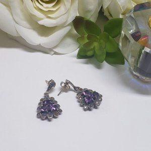 Vintage Sterling silver Amethyst Marcasite Earrings